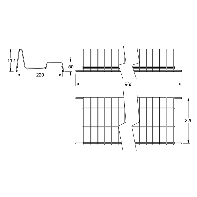 METAL WIRE DISH RACK - RAISED BACKREST - CABINET 100 cm